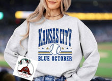 Load image into Gallery viewer, Kansas City Baseball with baseball Blue October