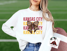 Load image into Gallery viewer, KANSAS CITY CHIEFS FOOTBALL REPEAT WITH FOOTBALL BOW
