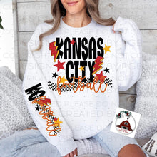 Load image into Gallery viewer, Kansas City Football - RED AND YELLOW PRINT  with sleeve and lighting bolts (Copy)