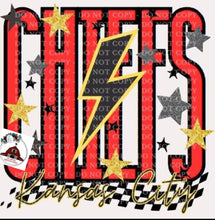 Load image into Gallery viewer, Kansas City Chiefs - lighting bolt and checker with stars