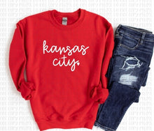 Load image into Gallery viewer, Kansas City Script with hearts - white