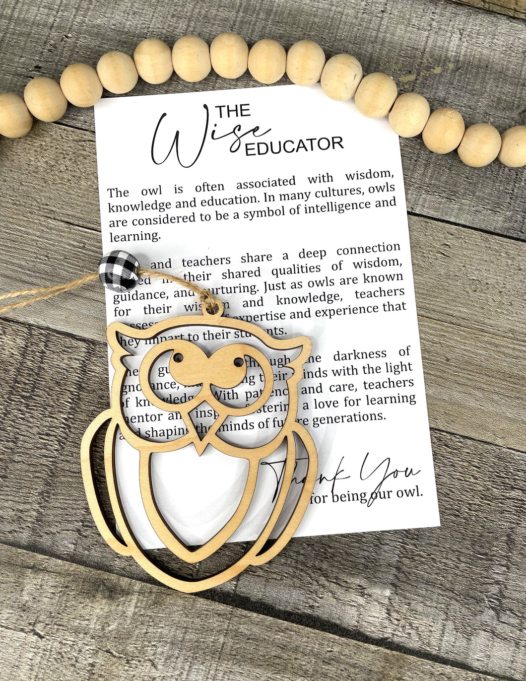 OWL ORNAMENT -- WISE EDUCATOR/TEACHER