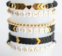Load image into Gallery viewer, Faithful, Strong, Courageous Black Bracelets Sets- 1 set only
