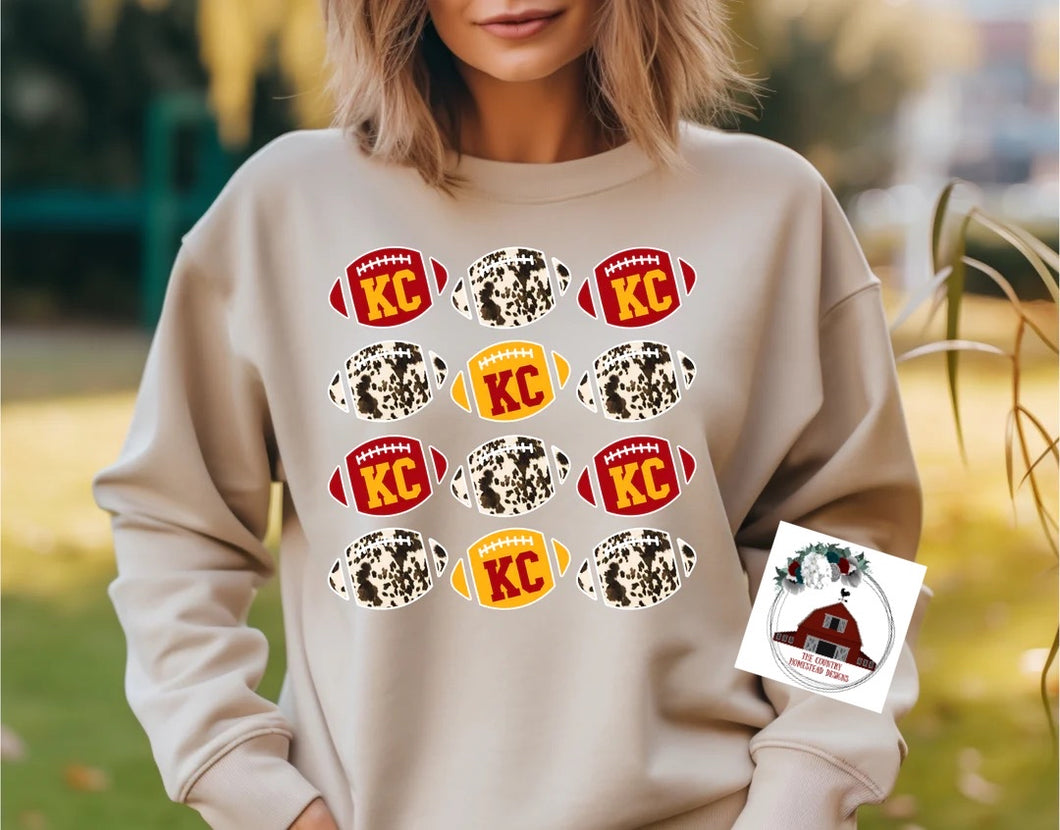 KC MINI FOOTBALL - COWHIDE, RED AND YELLOW