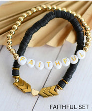 Load image into Gallery viewer, Faithful, Strong, Courageous Black Bracelets Sets- 1 set only
