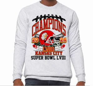 Champions Kansas City Super Bowl LV111 with helmet and feather