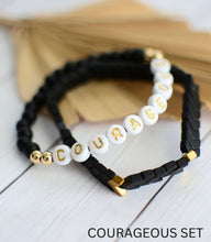 Load image into Gallery viewer, Faithful, Strong, Courageous Black Bracelets Sets- 1 set only
