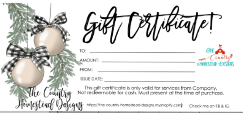 The Country Homestead Designs Gift Card
