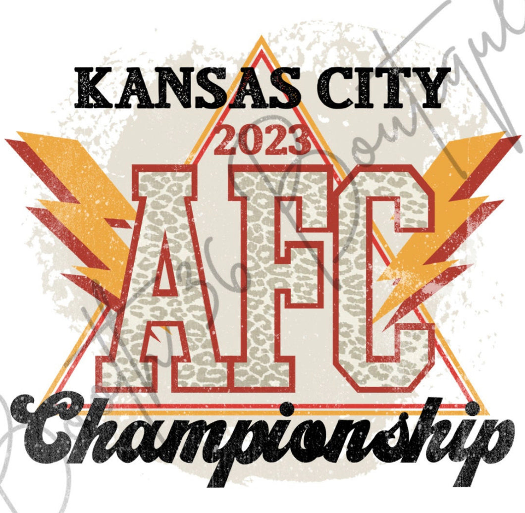 Kansas- AFC Champion - Leopard print with lighting bolt
